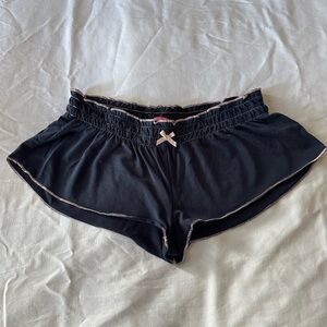 Blue Lounge Shorts with Pink Trim